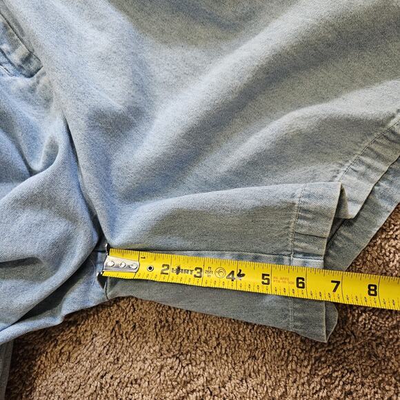 Vtg Denim Romper Womens L Blue Jean Shorts Jorts Button Up Collared Y2K Boho - Picture 12 of 12